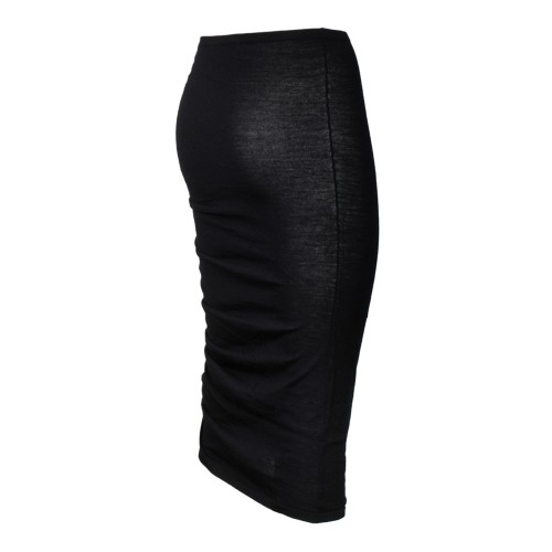 Black Ruched Midi Skirt