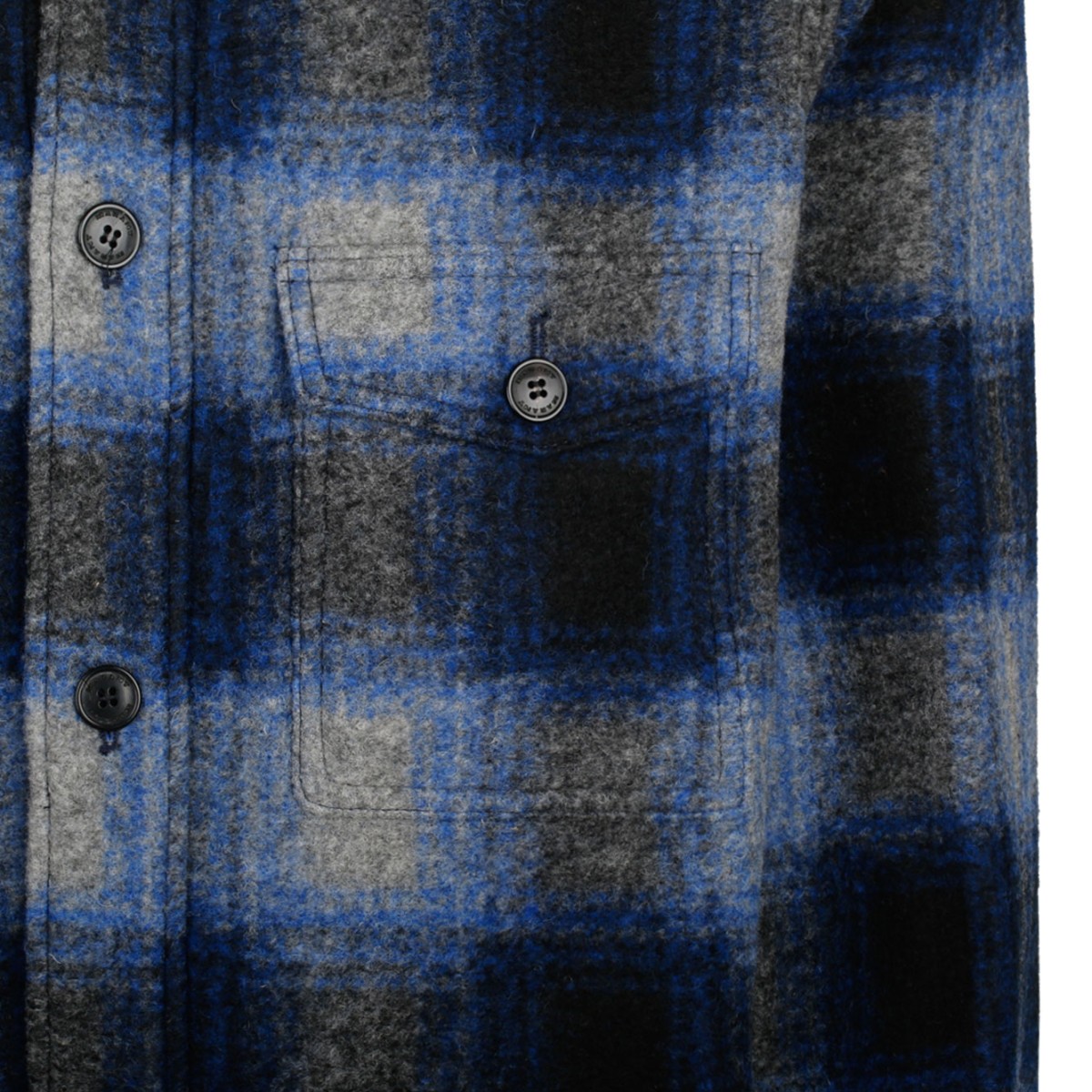 Blue, Black and Light Grey Plaid Check Pattern Shirt