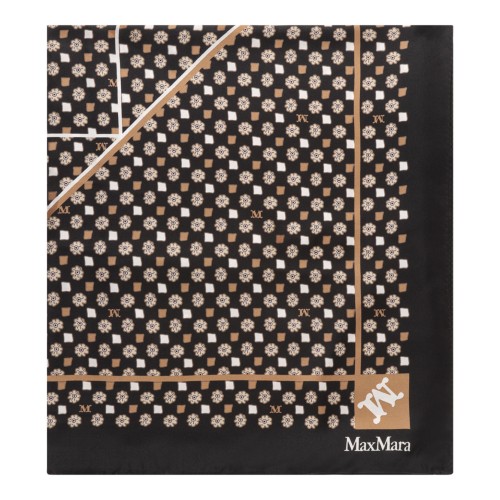 Black Maxi Printed Silk Scarf