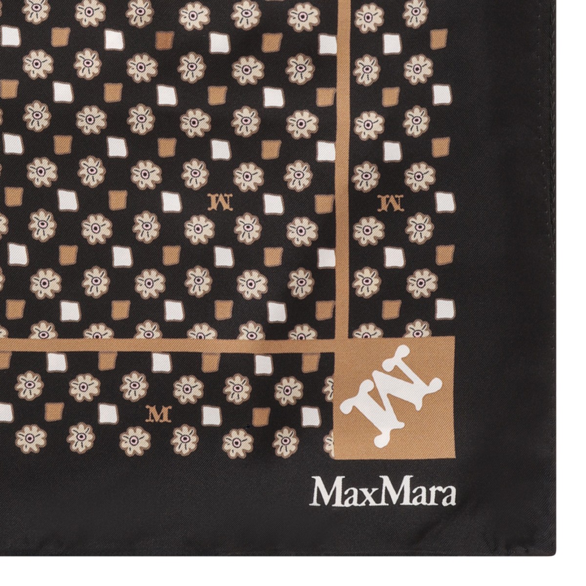 Black Maxi Printed Silk Scarf