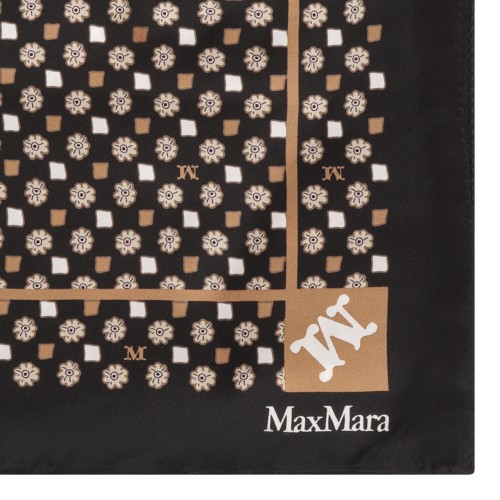 Black Maxi Printed Silk Scarf