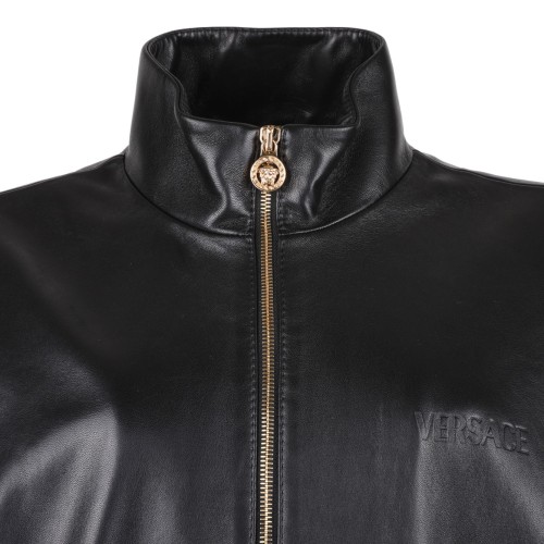Black Plonge Leather Jacket