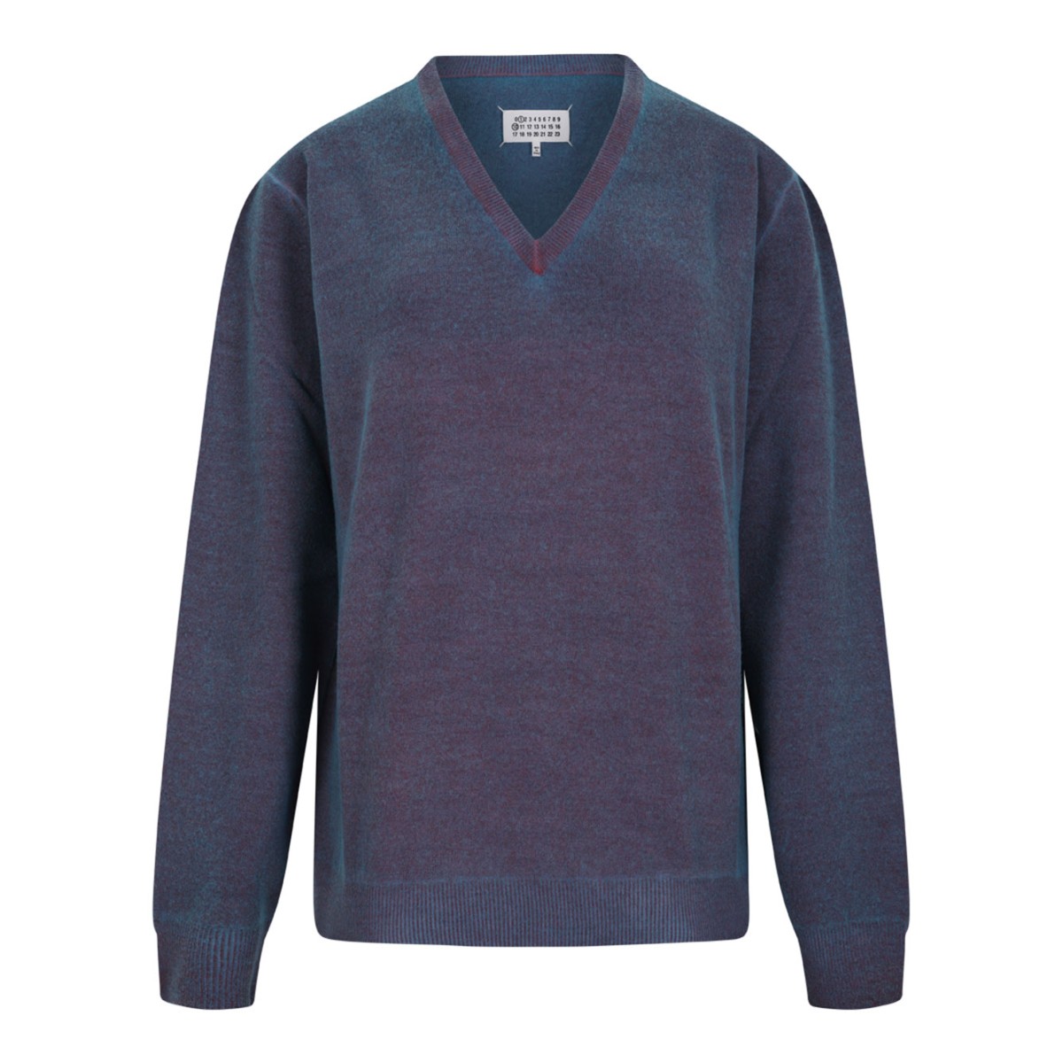 Turquoise Virgin Wool V-Neck Sweater