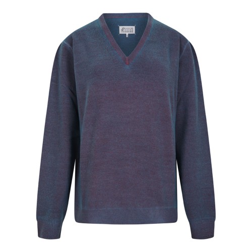 Turquoise Virgin Wool V-Neck Sweater