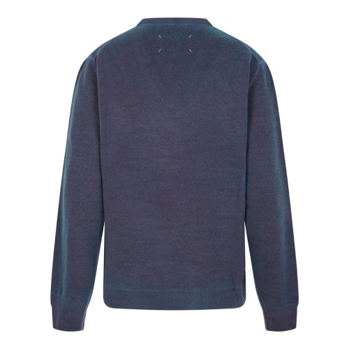 Turquoise Virgin Wool V-Neck Sweater 2