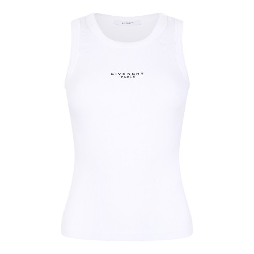 White Slim-Fit Cotton Tank Top With Givenchy Paris Print