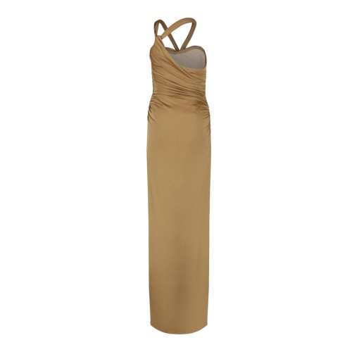 Gold Tone Draped Midi Dress 2