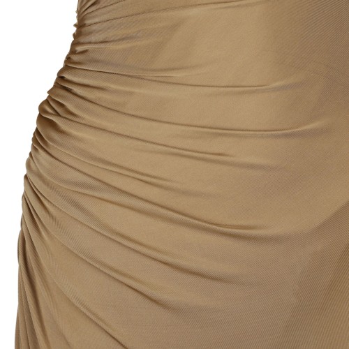 Gold Tone Draped Midi Dress
