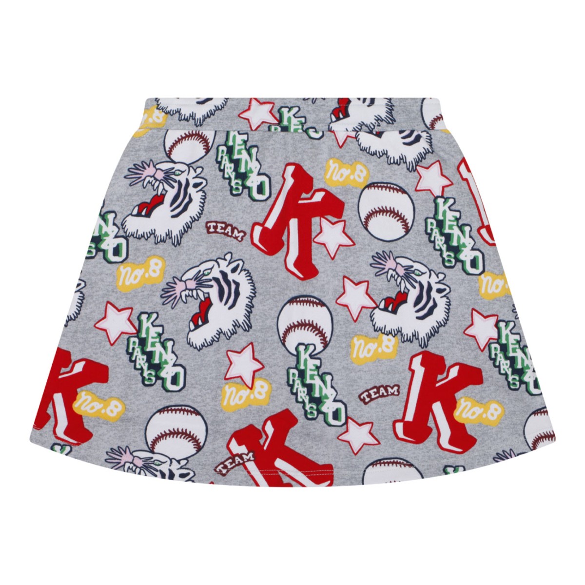 Grey and Multicolour A Line Skirt