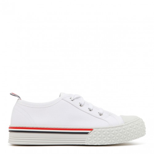 White Canvas Low Top Sneakers