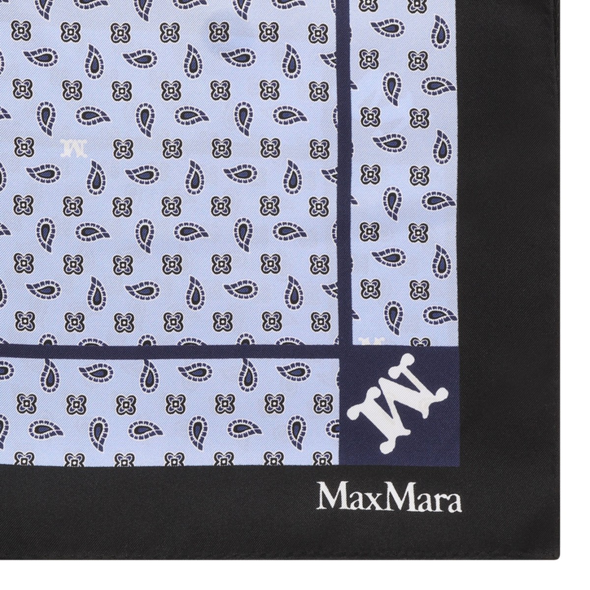 Light Blue Maxi Printed Silk Scarf