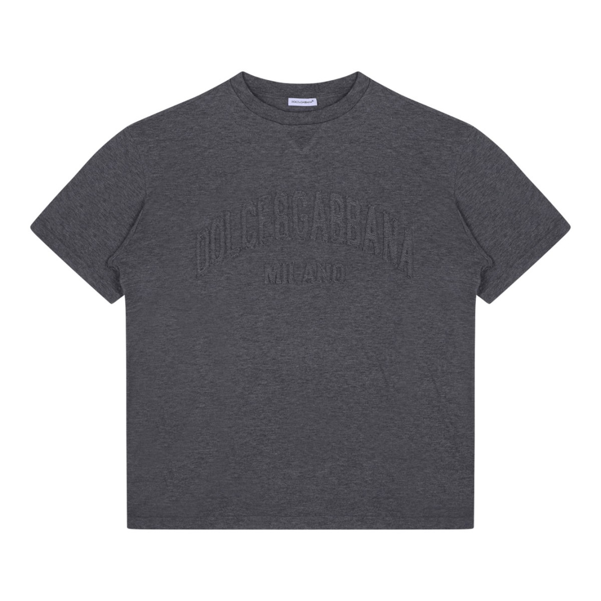Melange Grey Embossed-Logo T-Shirt