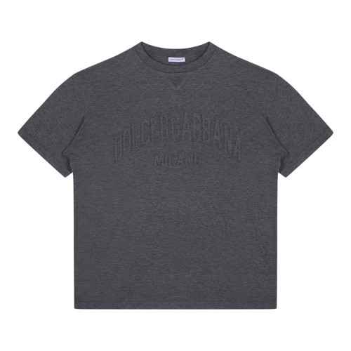 Melange Grey Embossed-Logo T-Shirt