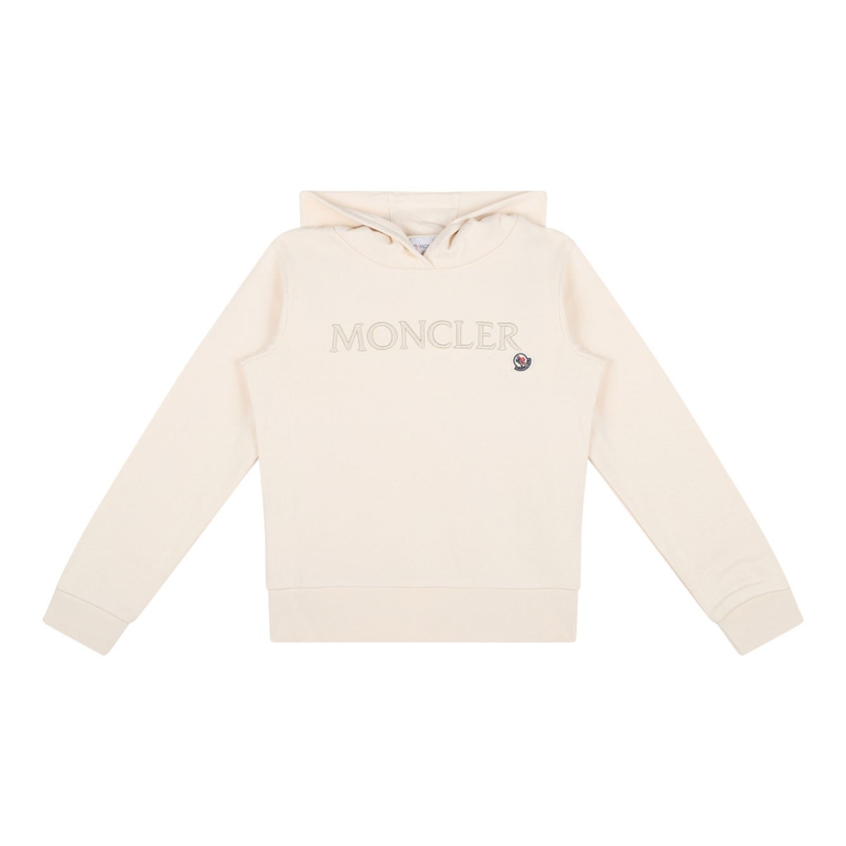 Cream White Logo Embroidered Hoodie