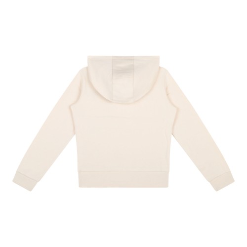 Cream White Logo Embroidered Hoodie 2