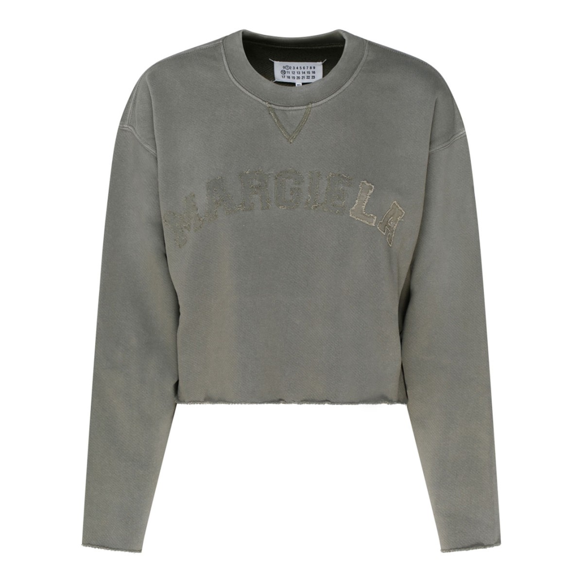 Olive Green Cotton Logo Patch Cropped Sweatshirt