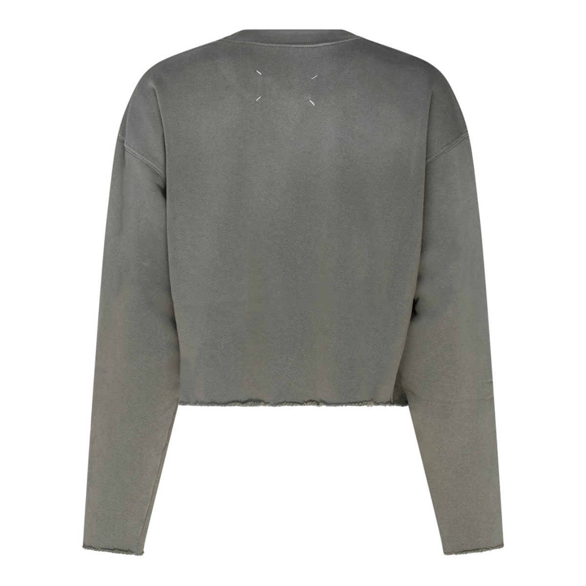 Olive Green Cotton Logo Patch Cropped Sweatshirt