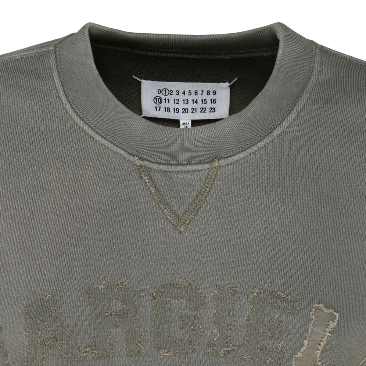 Olive Green Cotton Logo Patch Cropped Sweatshirt