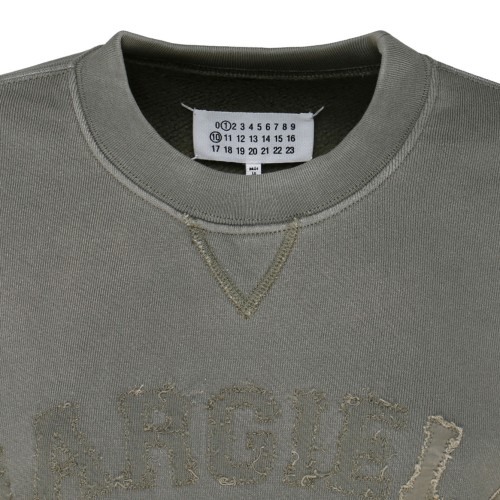 Olive Green Cotton Logo Patch Cropped Sweatshirt