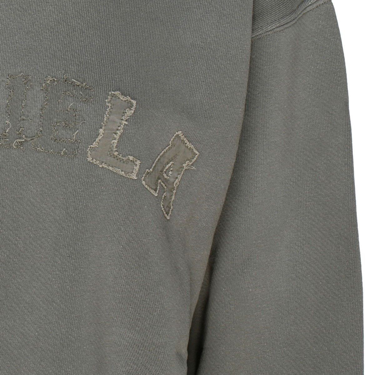 Olive Green Cotton Logo Patch Cropped Sweatshirt