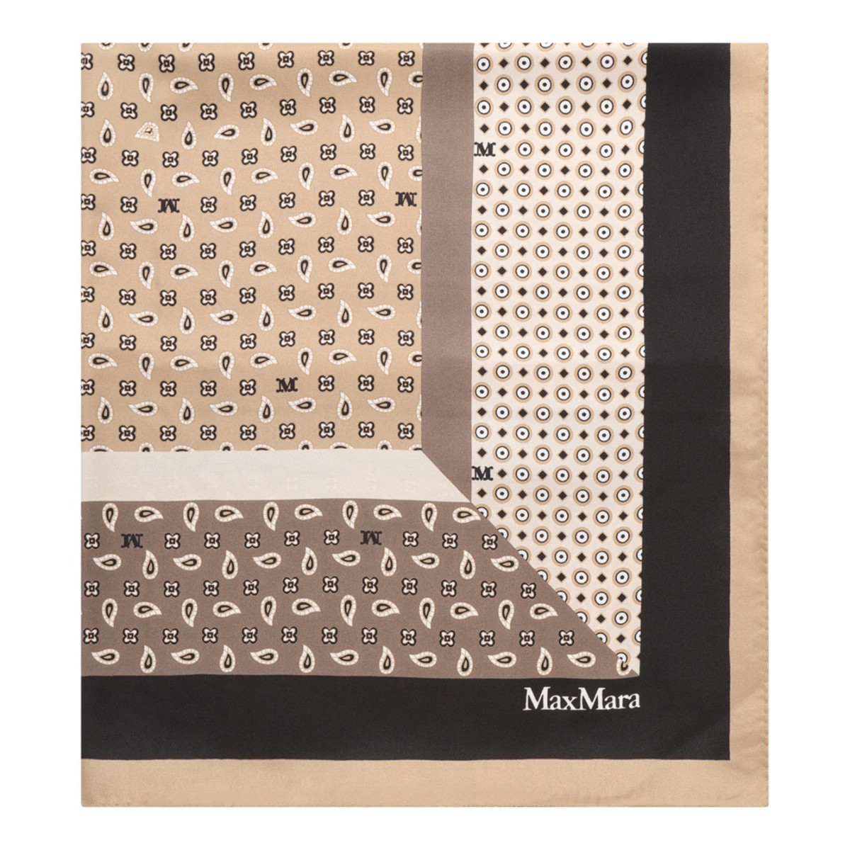 Beige Maxi Printed Silk Scarf
