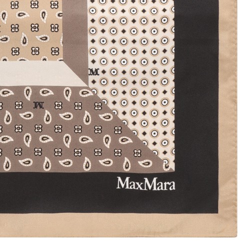 Beige Maxi Printed Silk Scarf
