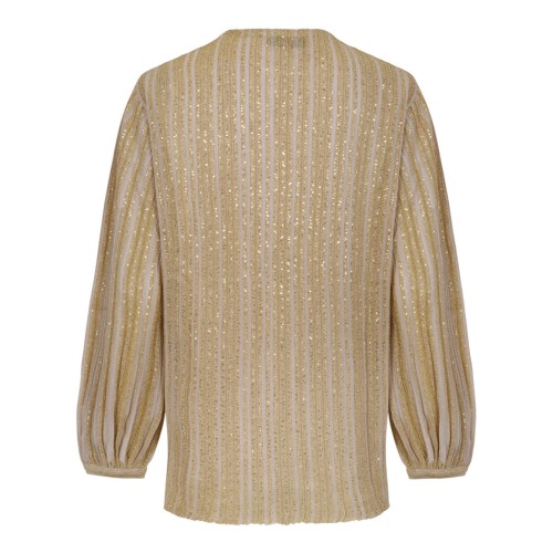 Gold Tones Ribbed Lame Viscose Blouse With Sequins 2