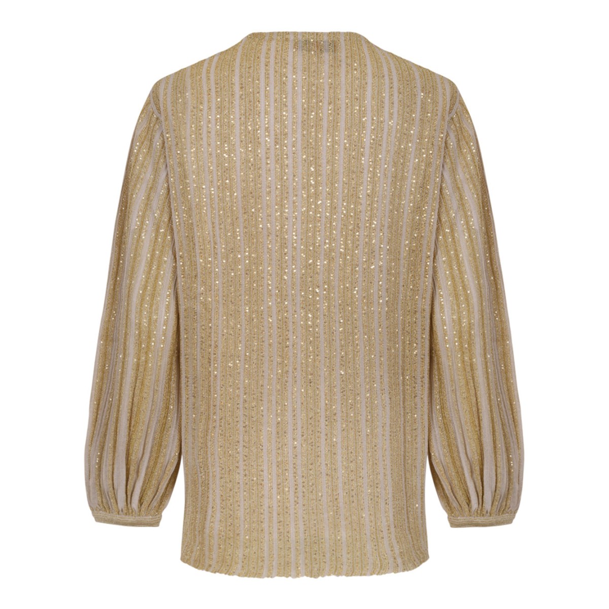 Gold Tones Ribbed Lame Viscose Blouse With Sequins