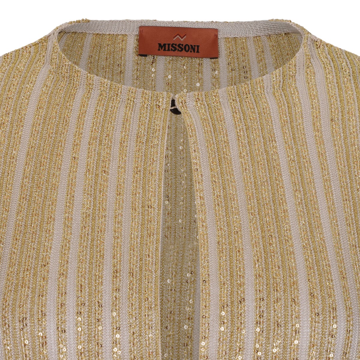 Gold Tones Ribbed Lame Viscose Blouse With Sequins