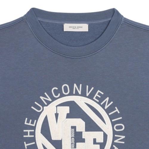Blue Sweatshirt With Embossed Patches