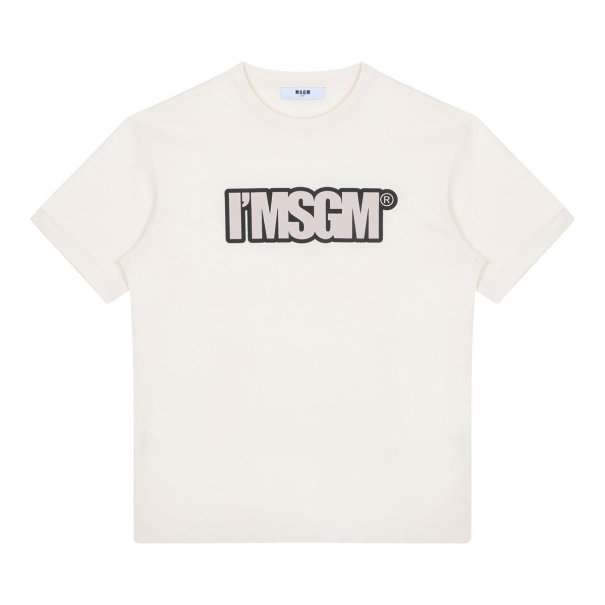 Cream White Logo Print T-Shirt