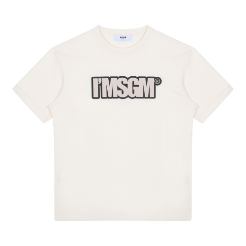 Cream White Logo Print T-Shirt