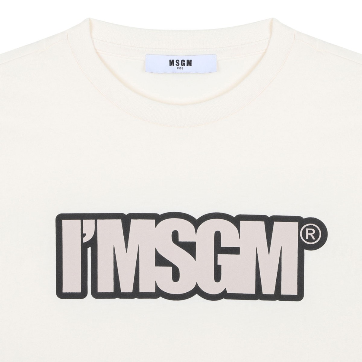 Cream White Logo Print T-Shirt