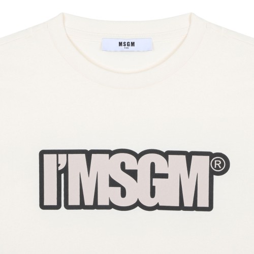 Cream White Logo Print T-Shirt