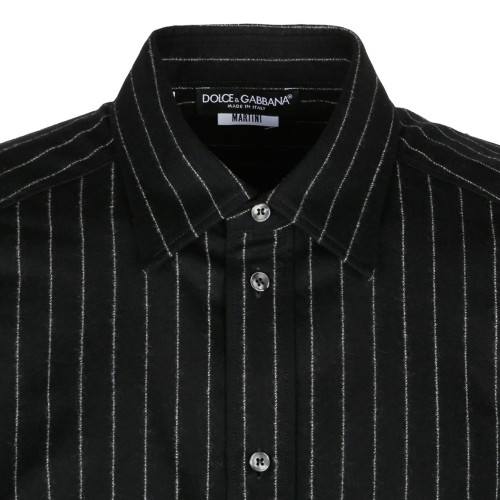 Black Virgin Wool Striped Shirt