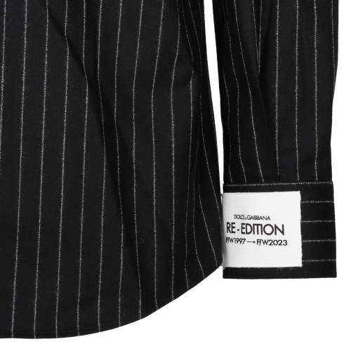 Black Virgin Wool Striped Shirt
