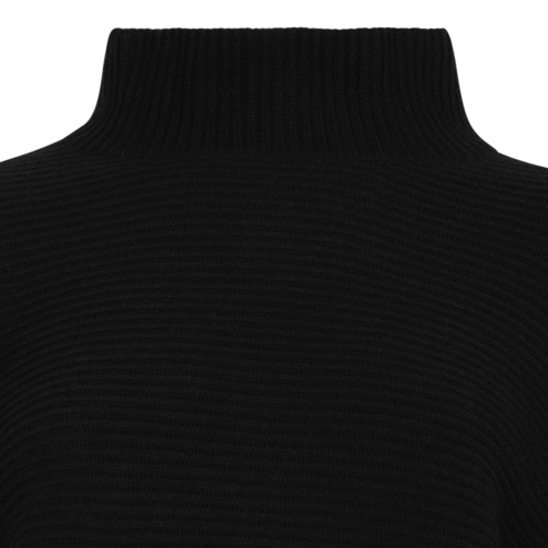 Black Asymmetric High-Neck Cape With Single Sleeve