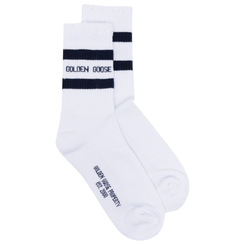 White Stripe Trim Ribbed Socks