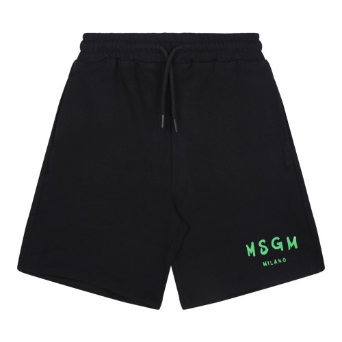 Black Logo Print Shorts