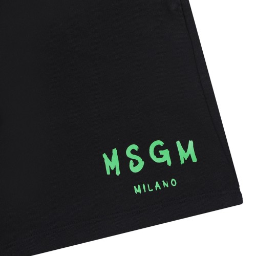 Black Logo Print Shorts