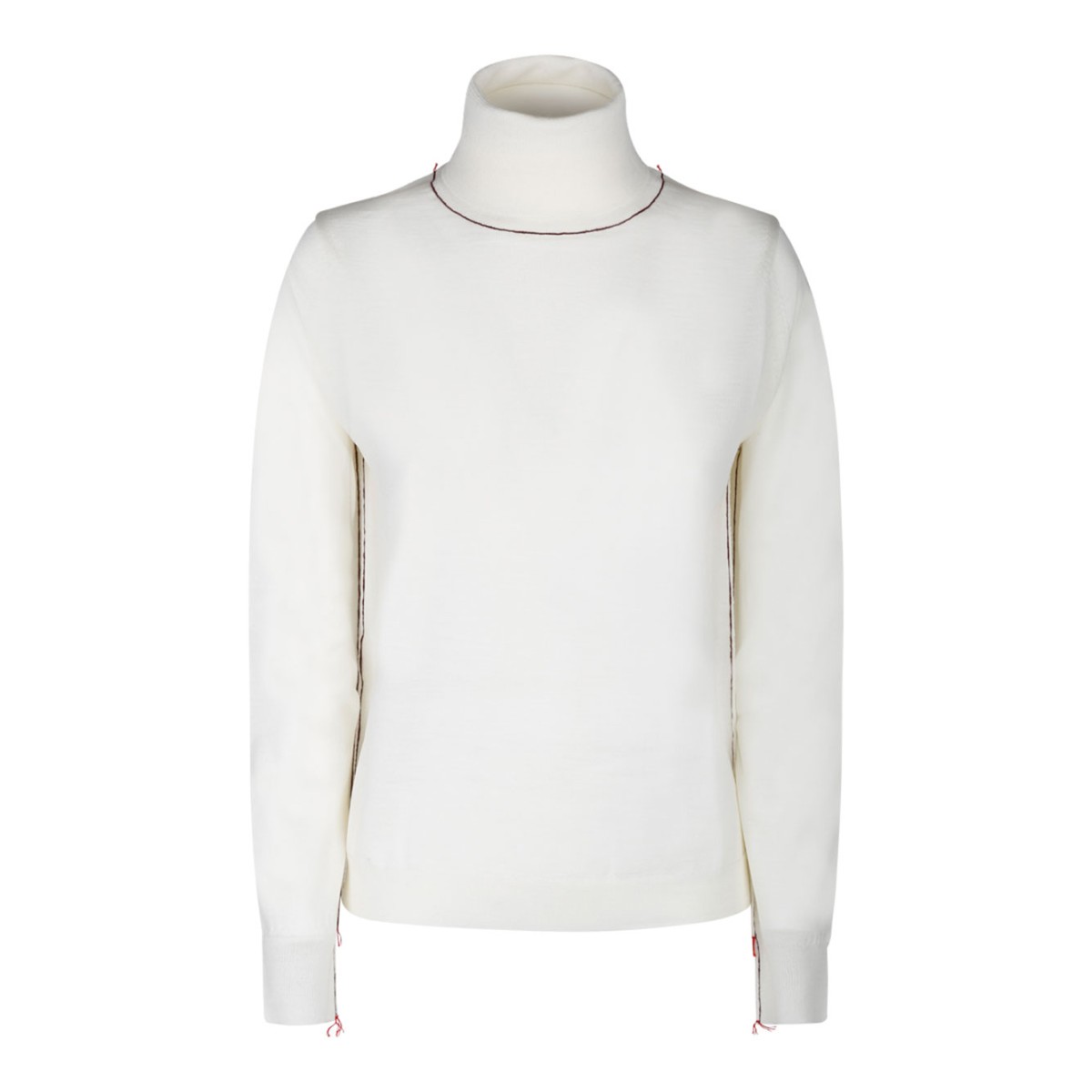 White Wool Contrasting Trim Jumper