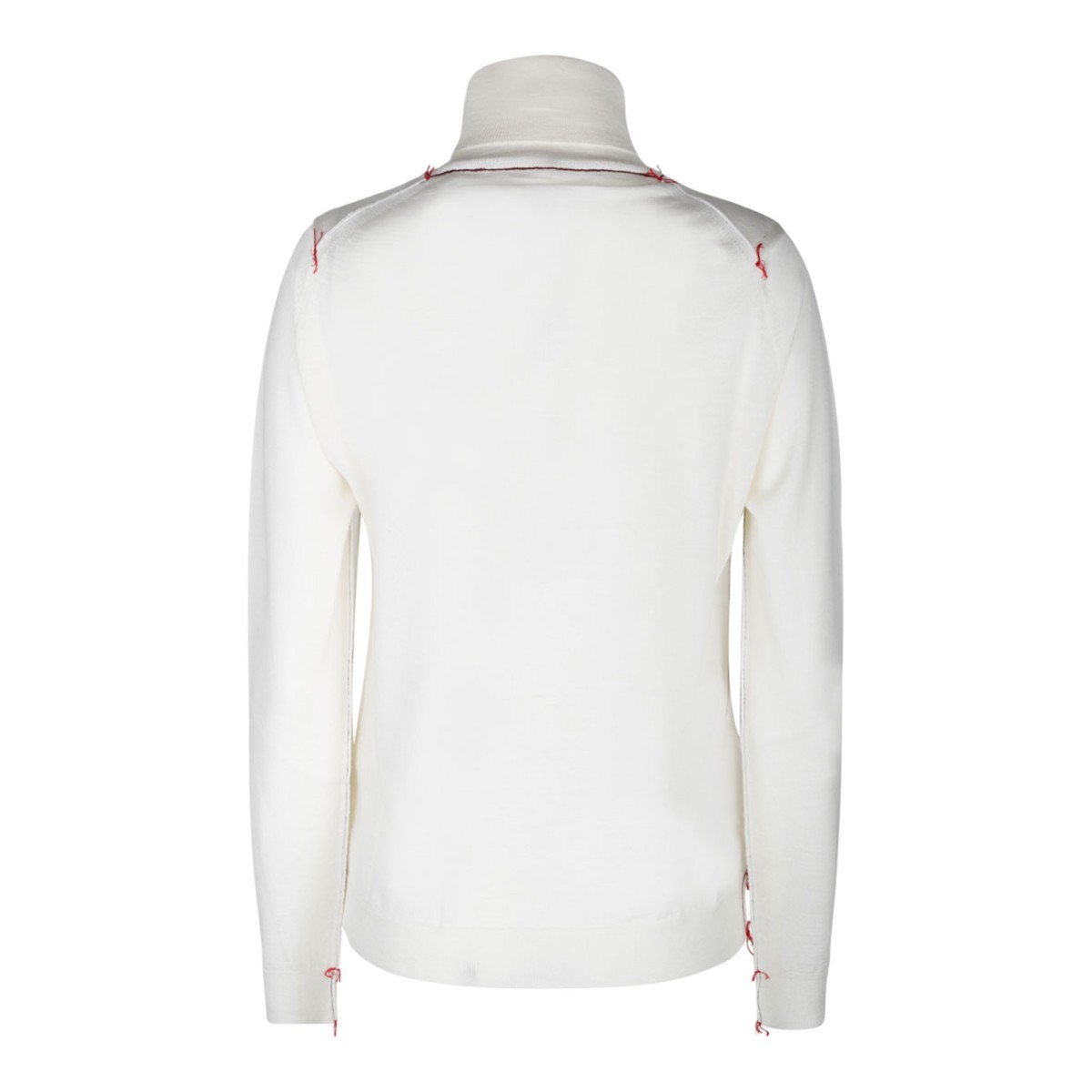 White Wool Contrasting Trim Jumper