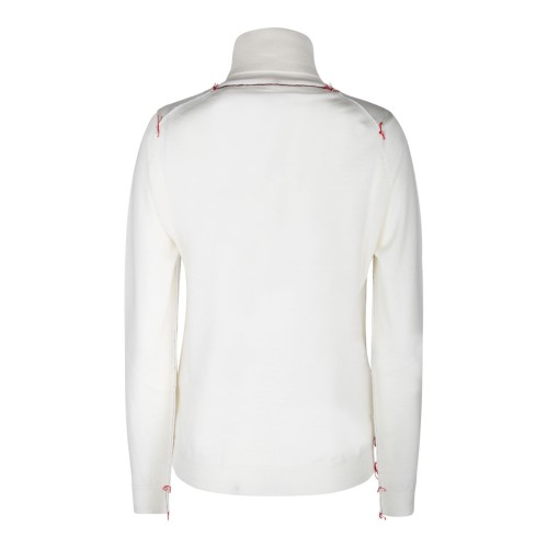 White Wool Contrasting Trim Jumper