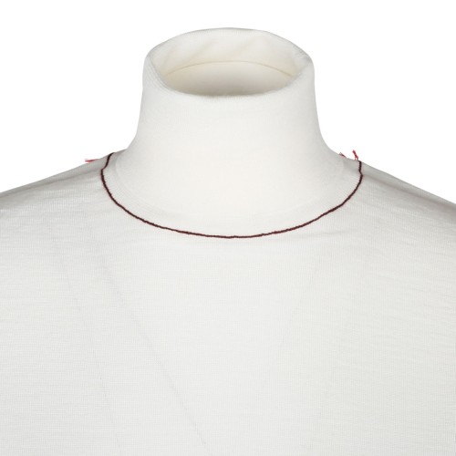 White Wool Contrasting Trim Jumper