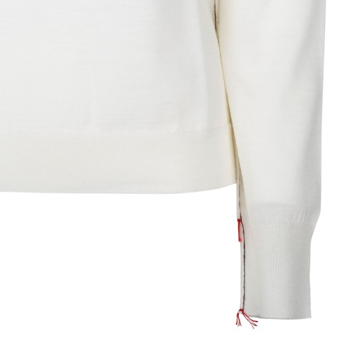 White Wool Contrasting Trim Jumper
