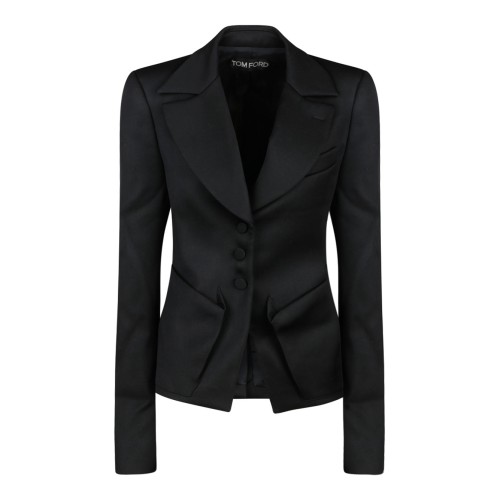 Black Virgin Wool Tailored Single Breasted Blazer