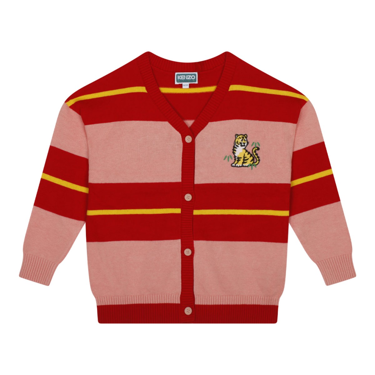 Red, Pink and Yellow Logo Embroidered Cardigan