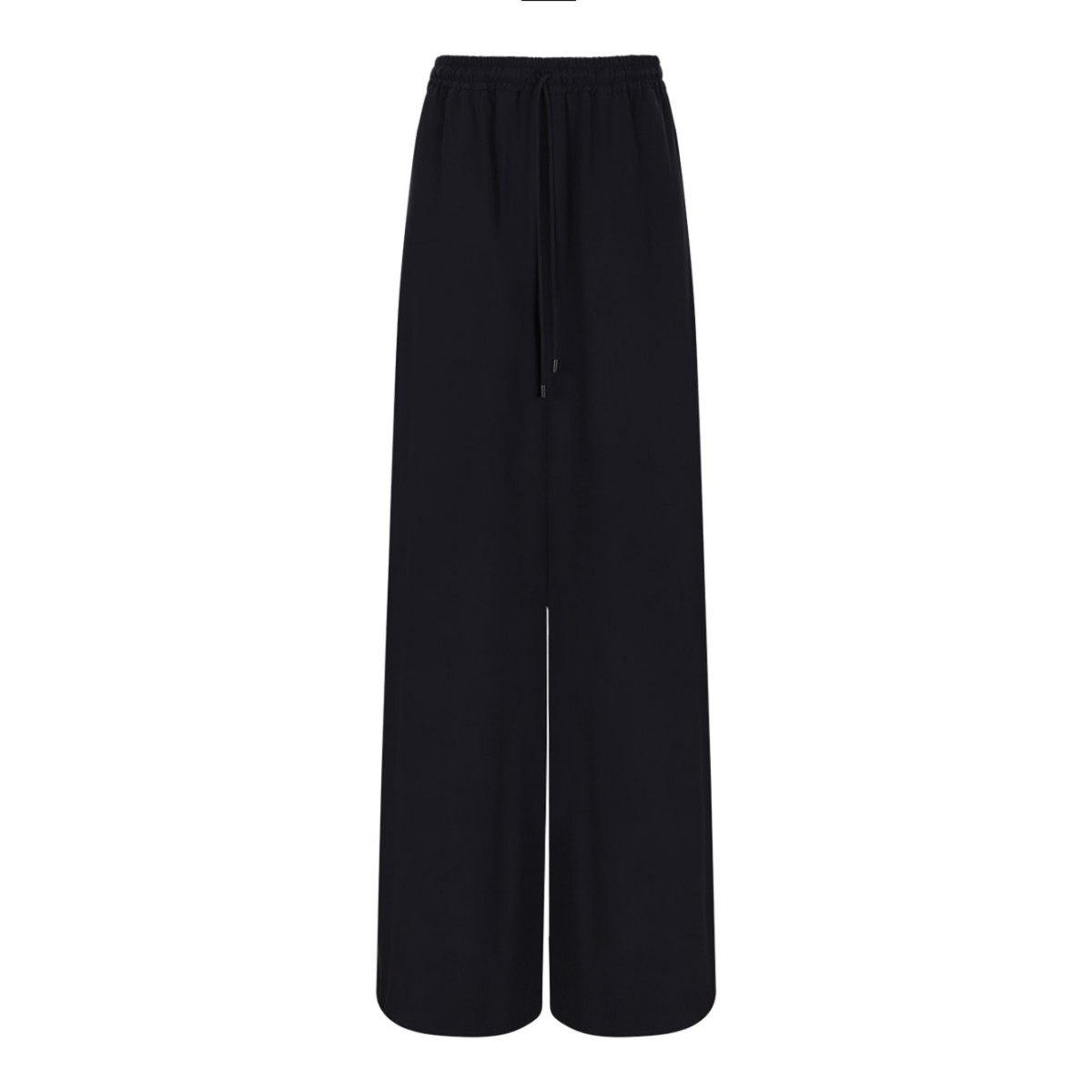Navy Blue Wide-Leg Washed Silk Trousers