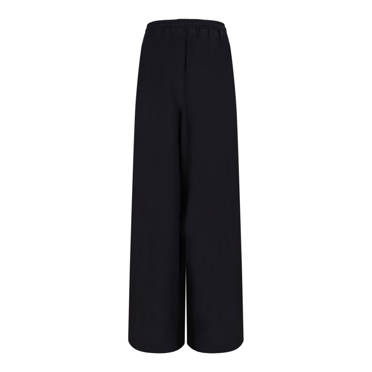 Navy Blue Wide-Leg Washed Silk Trousers