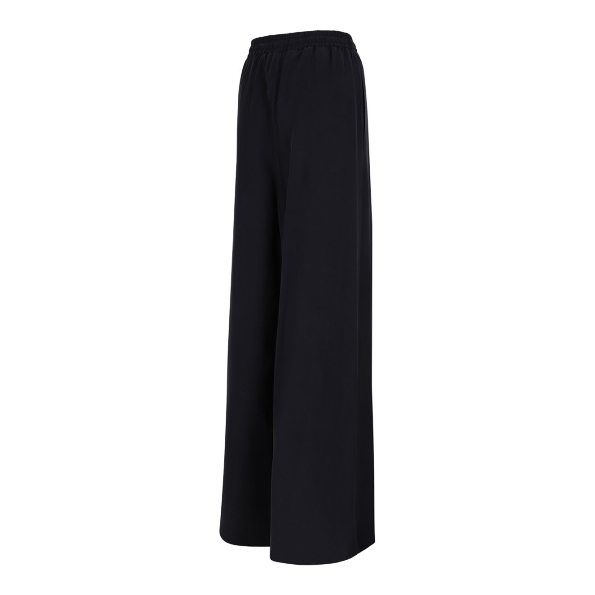 Navy Blue Wide-Leg Washed Silk Trousers